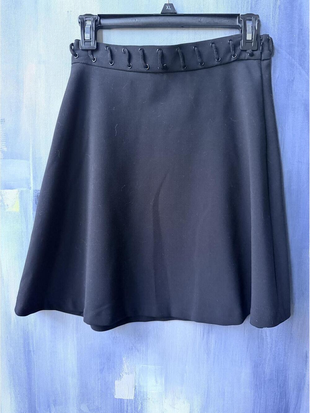 Sandro Paris Black Fit Flare Skater Skirt Lace Waist Size 1